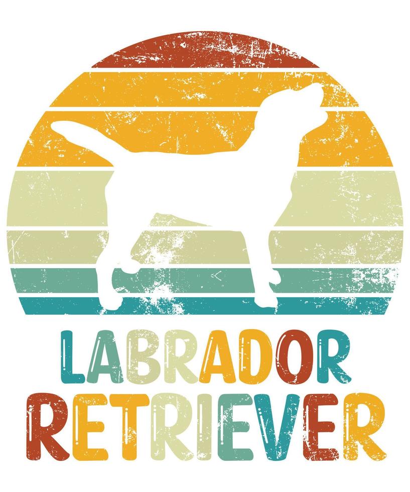 drôle labrador retriever vintage rétro coucher de soleil silhouette cadeaux amoureux des chiens propriétaire de chien essentiel t-shirt vecteur