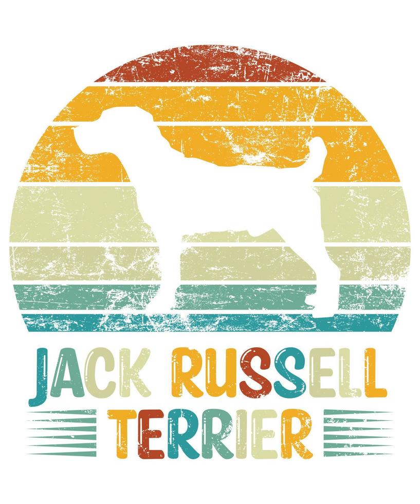 drôle jack russell terrier vintage rétro coucher de soleil silhouette cadeaux amoureux des chiens propriétaire de chien essentiel t-shirt vecteur