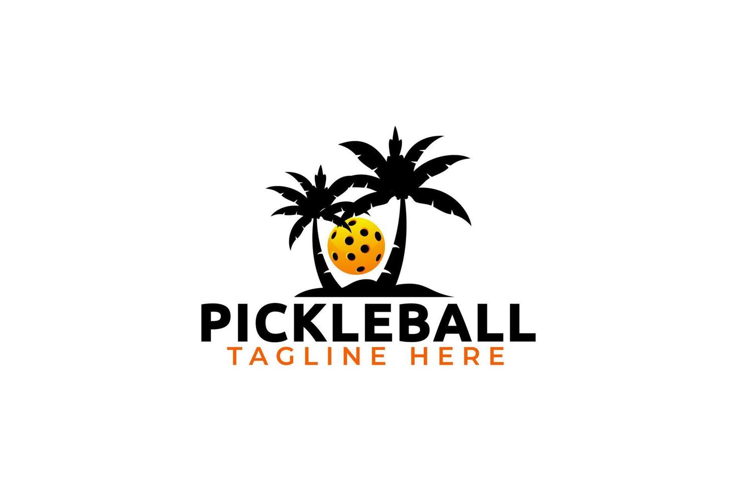 logo de l'île de pickleball avec une balle et des paumes pour toute entreprise, en particulier pour les clubs sportifs, les équipes, les associations, les communautés, etc. vecteur