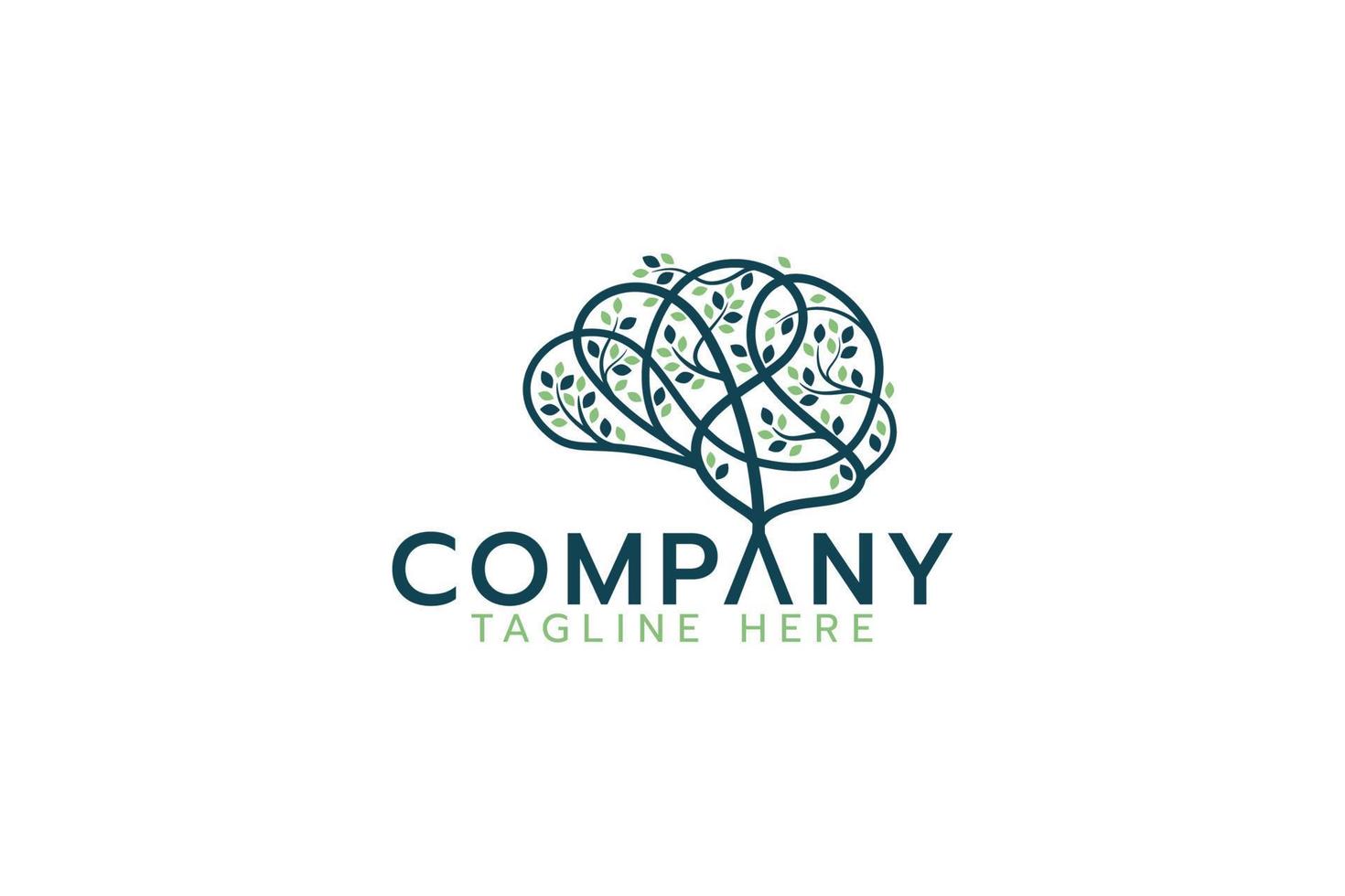 un logo d'arbre de luxe avec une combinaison d'un cerveau et d'un arbre pour toute entreprise. vecteur