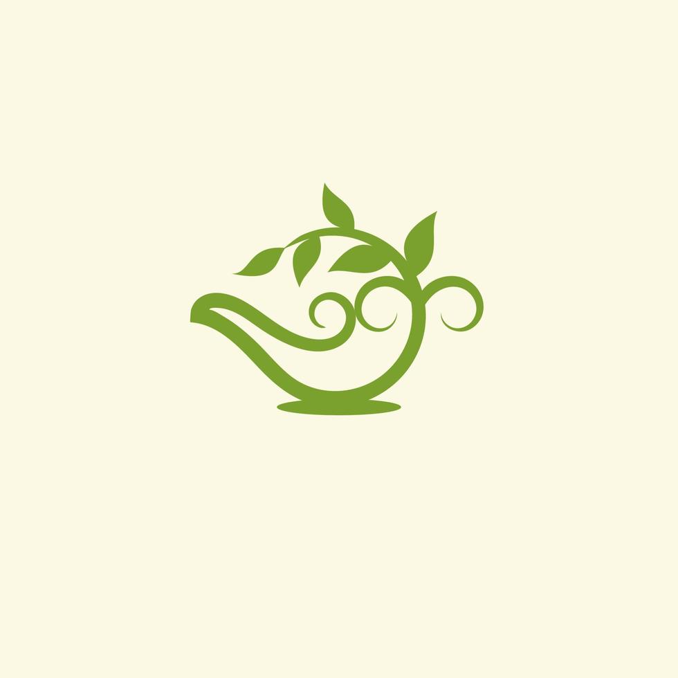 graphique vectoriel de logo de thé à base de plantes avec des feuilles de thé pour toute entreprise, en particulier pour les cafés, restaurants, aliments et boissons, etc.