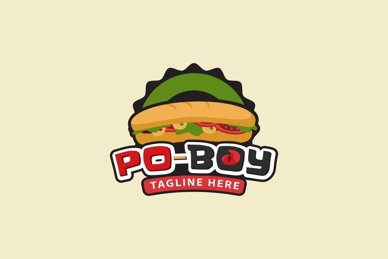 logo po-boy pour toute entreprise, en particulier pour la nourriture et les boissons, la restauration rapide, la livraison de nourriture, le food truck, le café, etc. vecteur