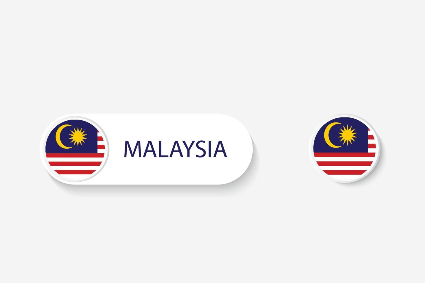 drapeau de bouton malaisie dans l'illustration de forme ovale avec mot de malaisie. et bouton drapeau malaisie. vecteur