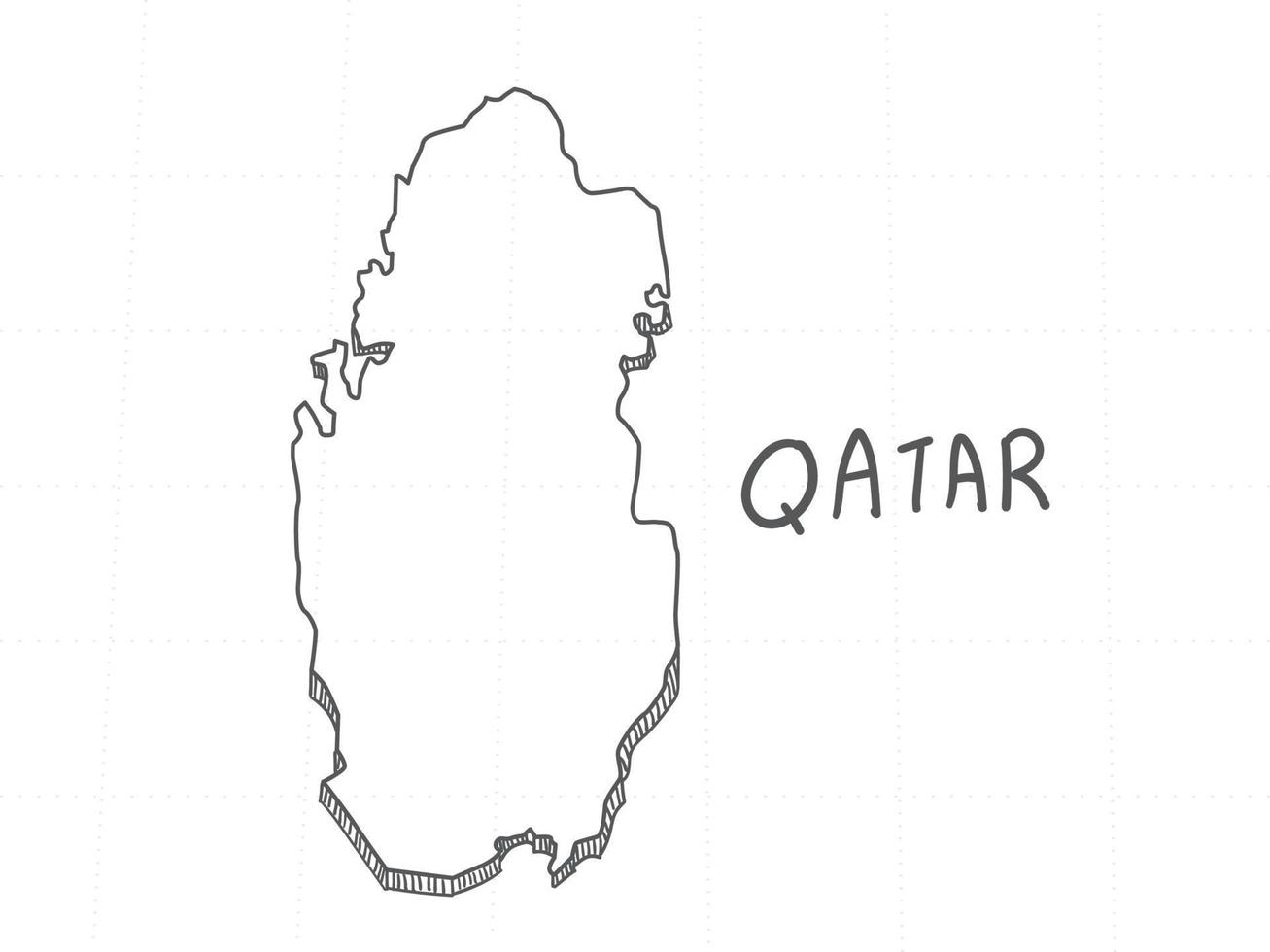 dessiné à la main de la carte 3d du qatar sur fond blanc. vecteur