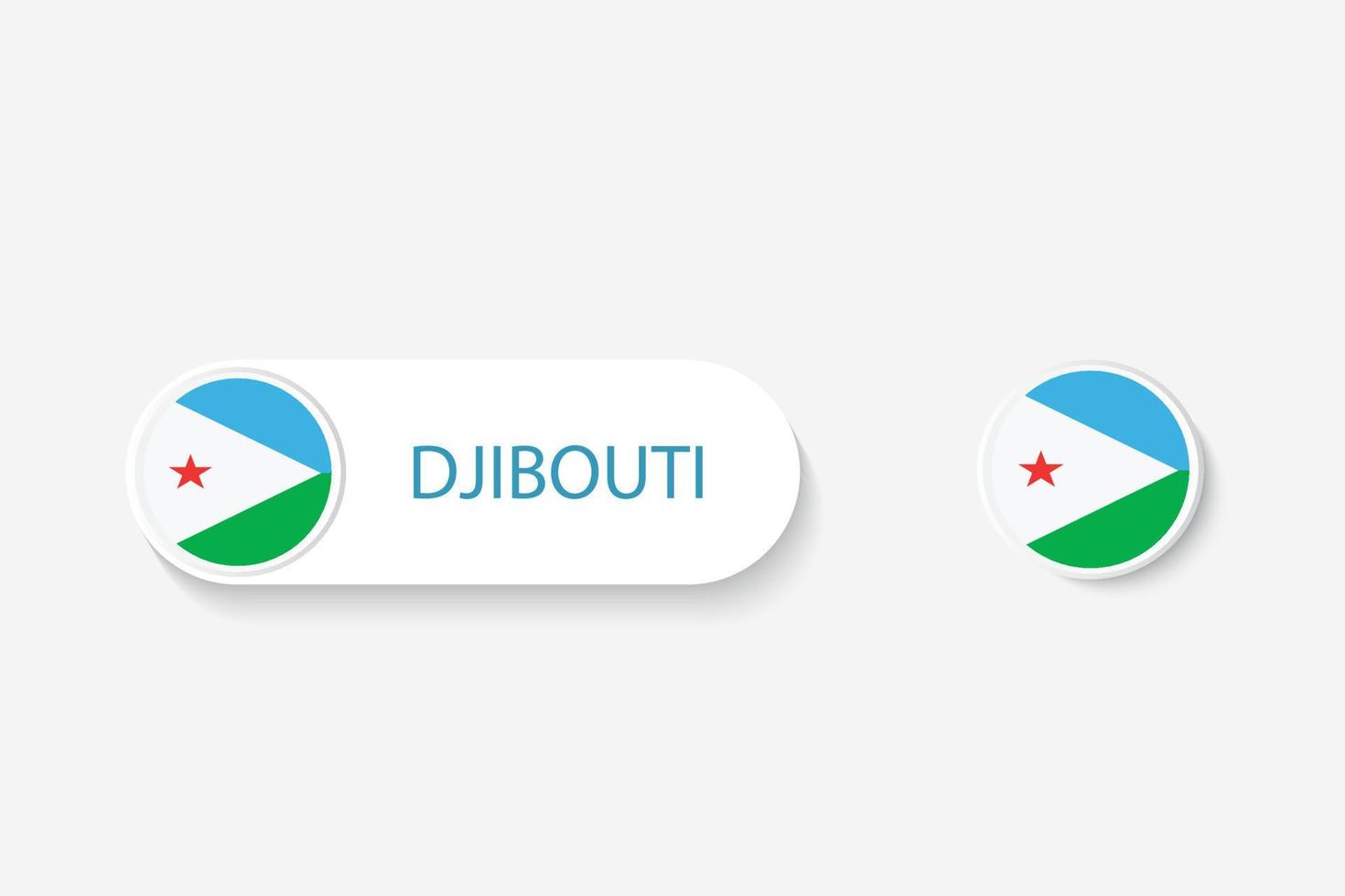 drapeau de bouton de djibouti dans l'illustration de forme ovale avec le mot de djibouti. et bouton drapeau djibouti. vecteur