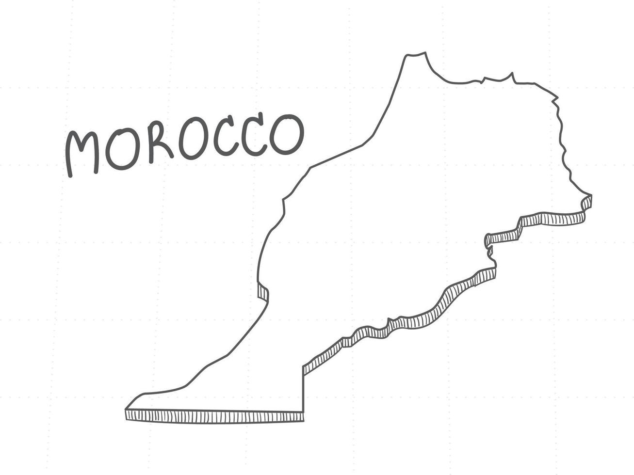 dessiné à la main de la carte 3d du maroc sur fond blanc. vecteur