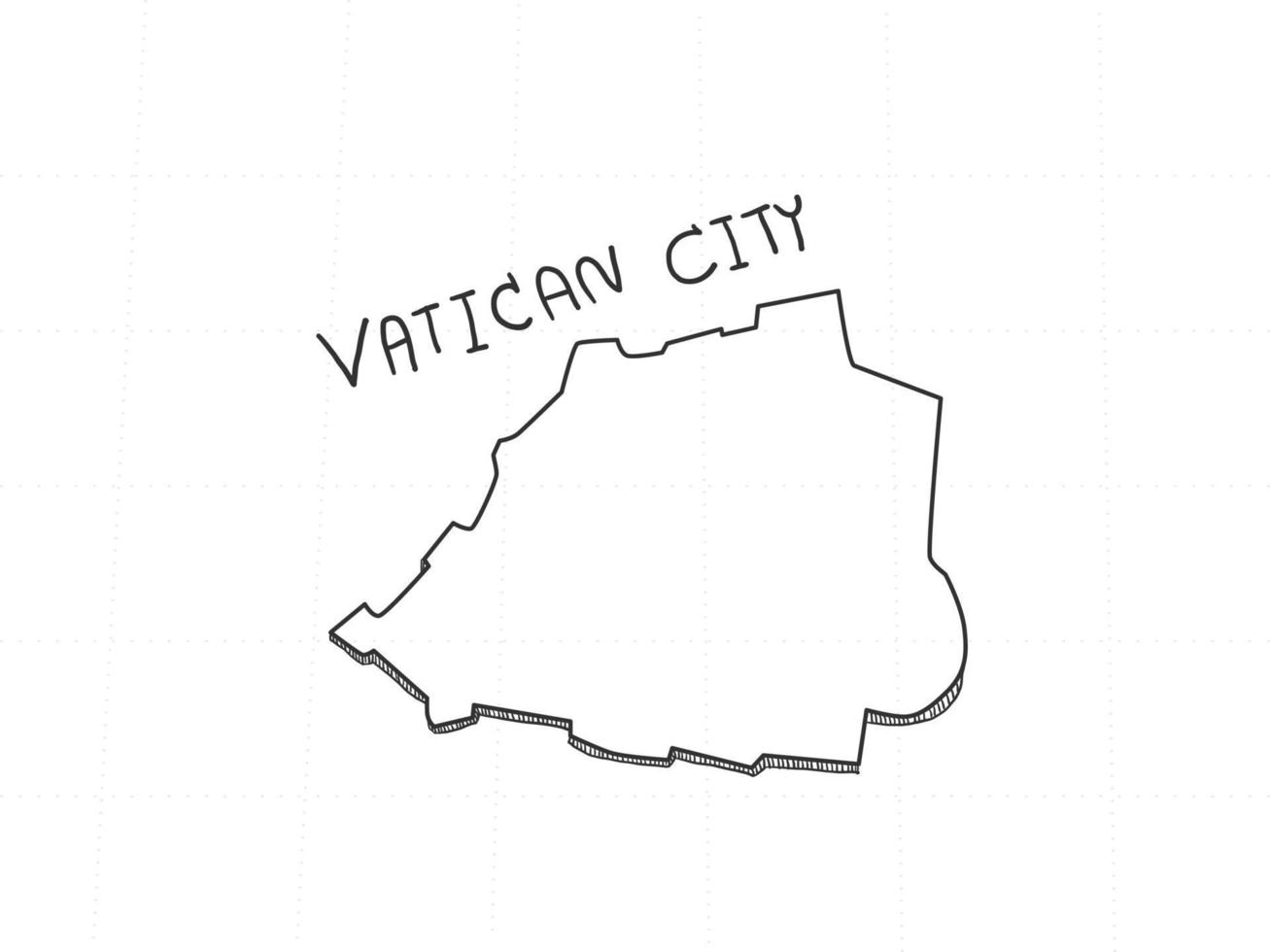 dessiné à la main de la carte 3d de la ville du vatican sur fond blanc. vecteur