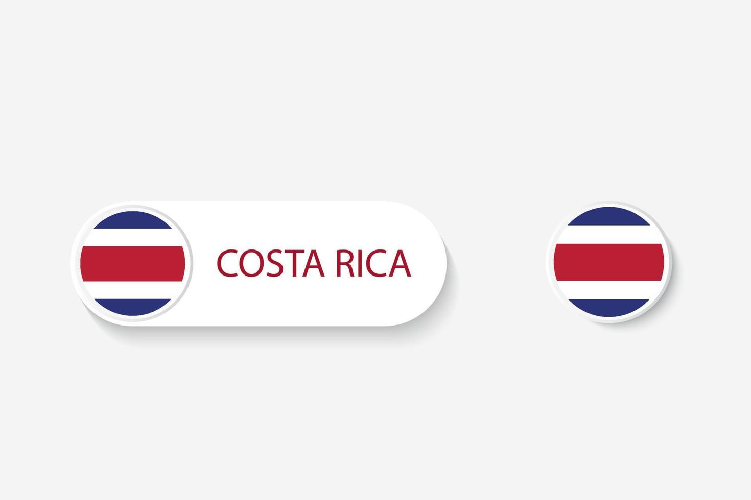 drapeau de bouton du costa rica dans l'illustration de forme ovale avec le mot du costa rica. et bouton drapeau costa rica. vecteur