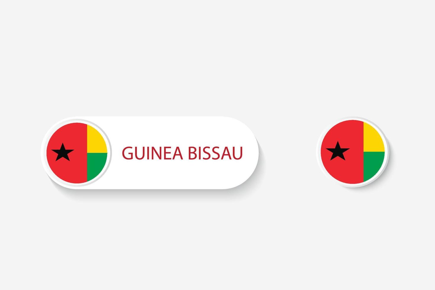 drapeau de bouton de la guinée bissau dans l'illustration de forme ovale avec le mot de la guinée bissau. et bouton drapeau guinée bissau. vecteur
