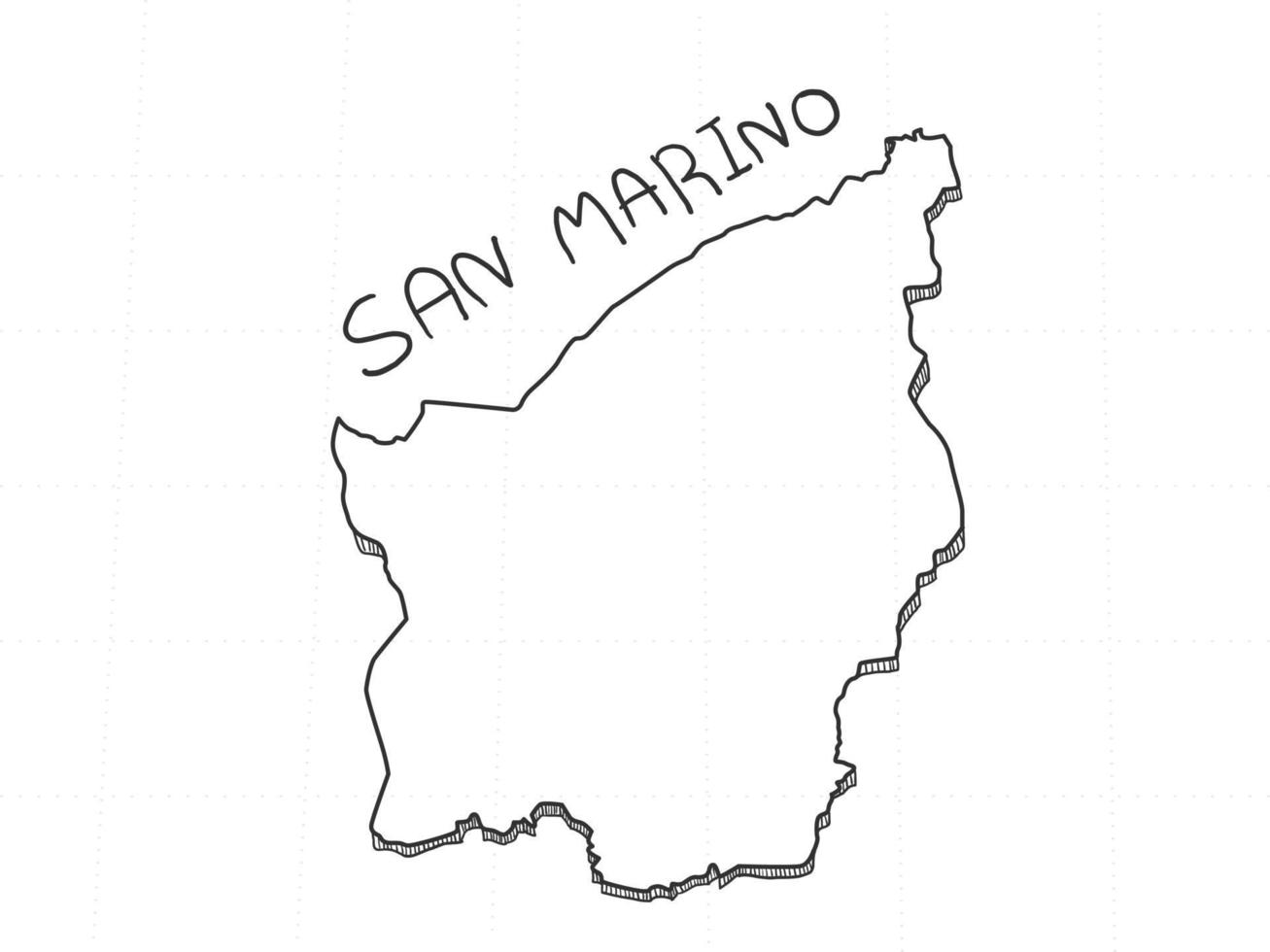 dessiné à la main de la carte 3d de saint-marin sur fond blanc. vecteur