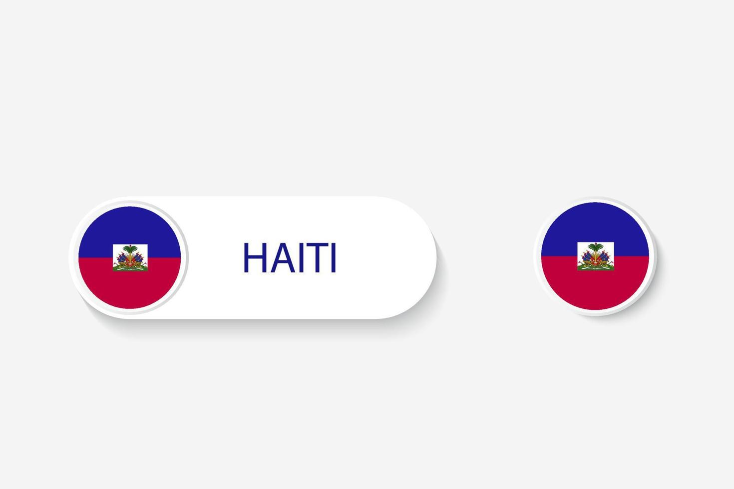 drapeau de bouton d'Haïti dans l'illustration de forme ovale avec le mot d'Haïti. et bouton drapeau Haïti. vecteur