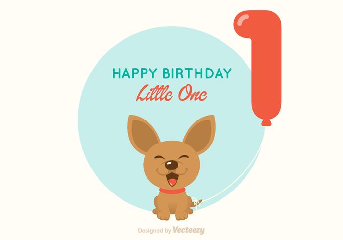 Carte de vecteur d'anniversaire gratuite Chihuahua 1st Birthday