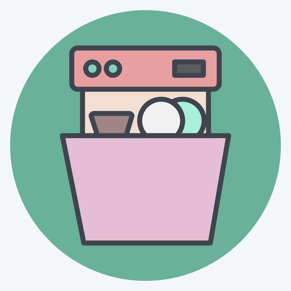 icône lave-vaisselle. adapté au symbole des appareils de cuisine. style de couleur assortie. conception simple modifiable. vecteur de modèle de conception. illustration simple