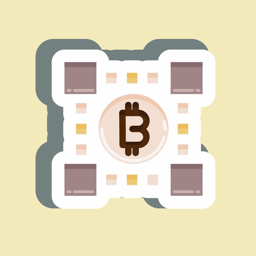 technologie bitcoins autocollant. adapté au symbole de l'éducation. conception simple modifiable. vecteur de modèle de conception. simple illustration