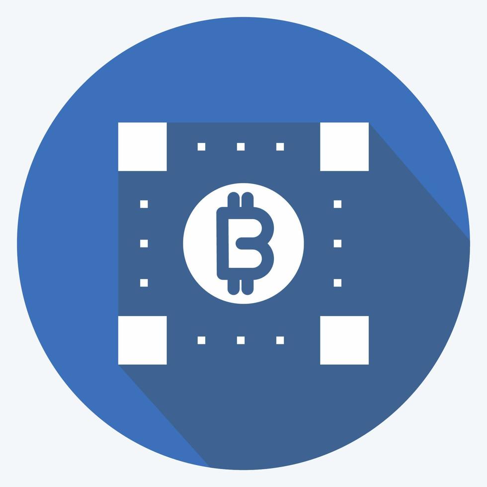 icône de la technologie des bitcoins. adapté au symbole de l'éducation. style d'ombre longue. conception simple modifiable. vecteur de modèle de conception. simple illustration