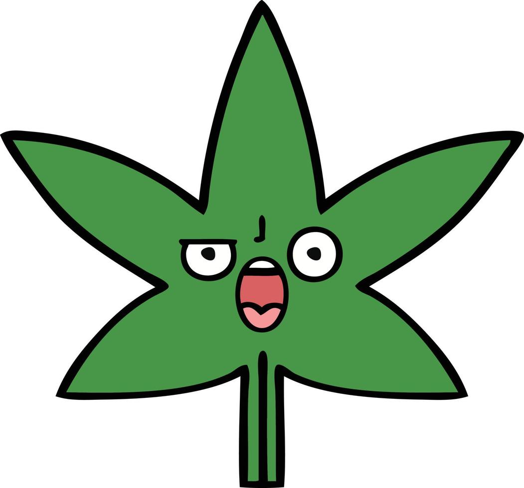 feuille de marijuana dessin animé mignon vecteur
