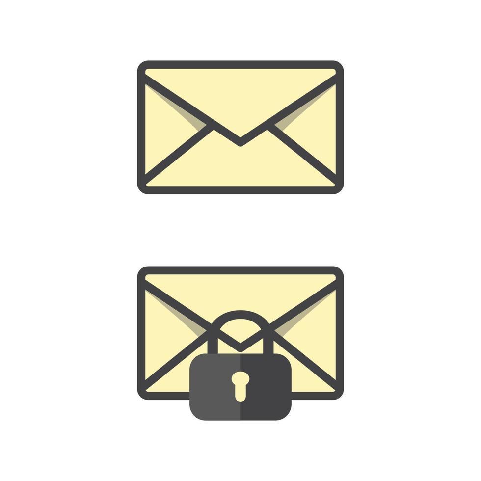 illustration vectorielle de l'icône de message, enveloppe verrouillée vecteur