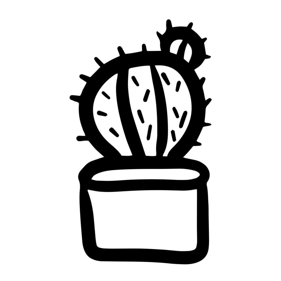 mignon doodle style kawaii cactus illustration vectorielle isolée vecteur