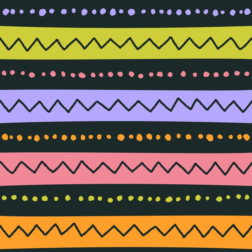 ethnique tribal géométrique populaire indien scandinave gitan mexicain boho africain ornement texture sans couture modèle zigzag point ligne rayures horizontales couleur impression textiles fond illustration vectorielle vecteur
