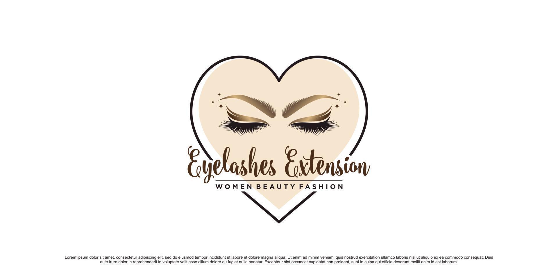 création de logo d'extension de cils de luxe pour la mode beauté avec vecteur premium élément créatif