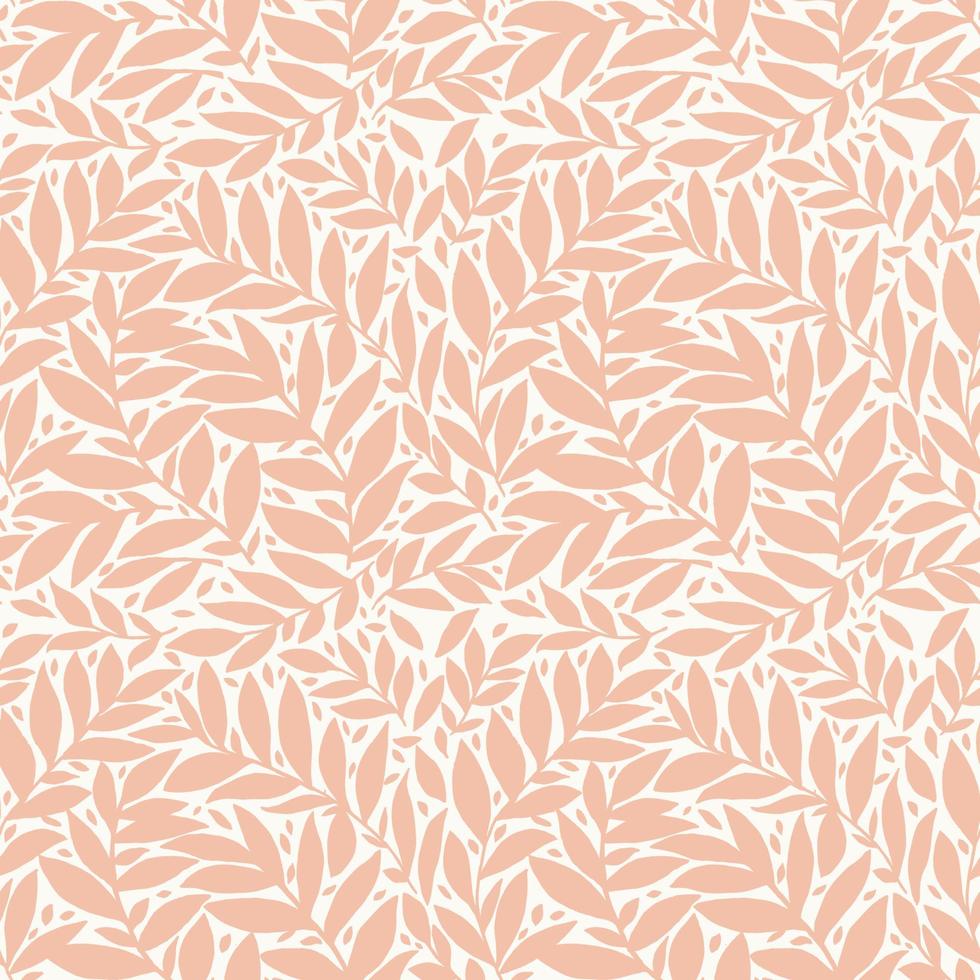 motif de feuilles et de brindilles vectorielle continue sur fond beige. papier peint botanique floral dessiné à la main. vecteur