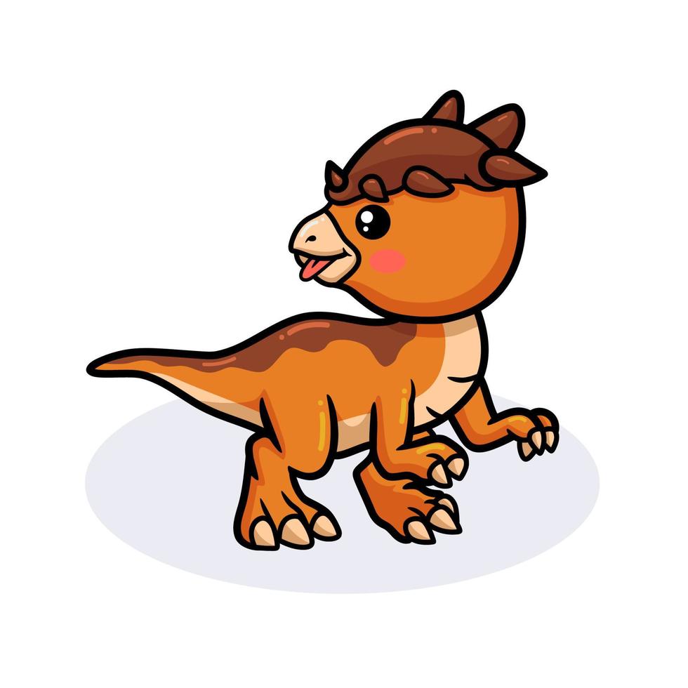 dessin animé mignon petit dinosaure pachycephalosaurus vecteur