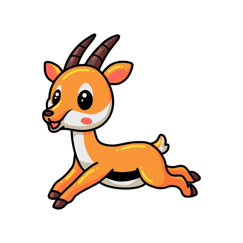 mignon petit saut de dessin animé de gazelle vecteur