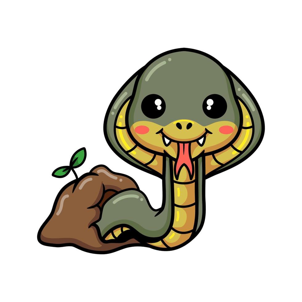 dessin animé mignon petit serpent cobra vecteur