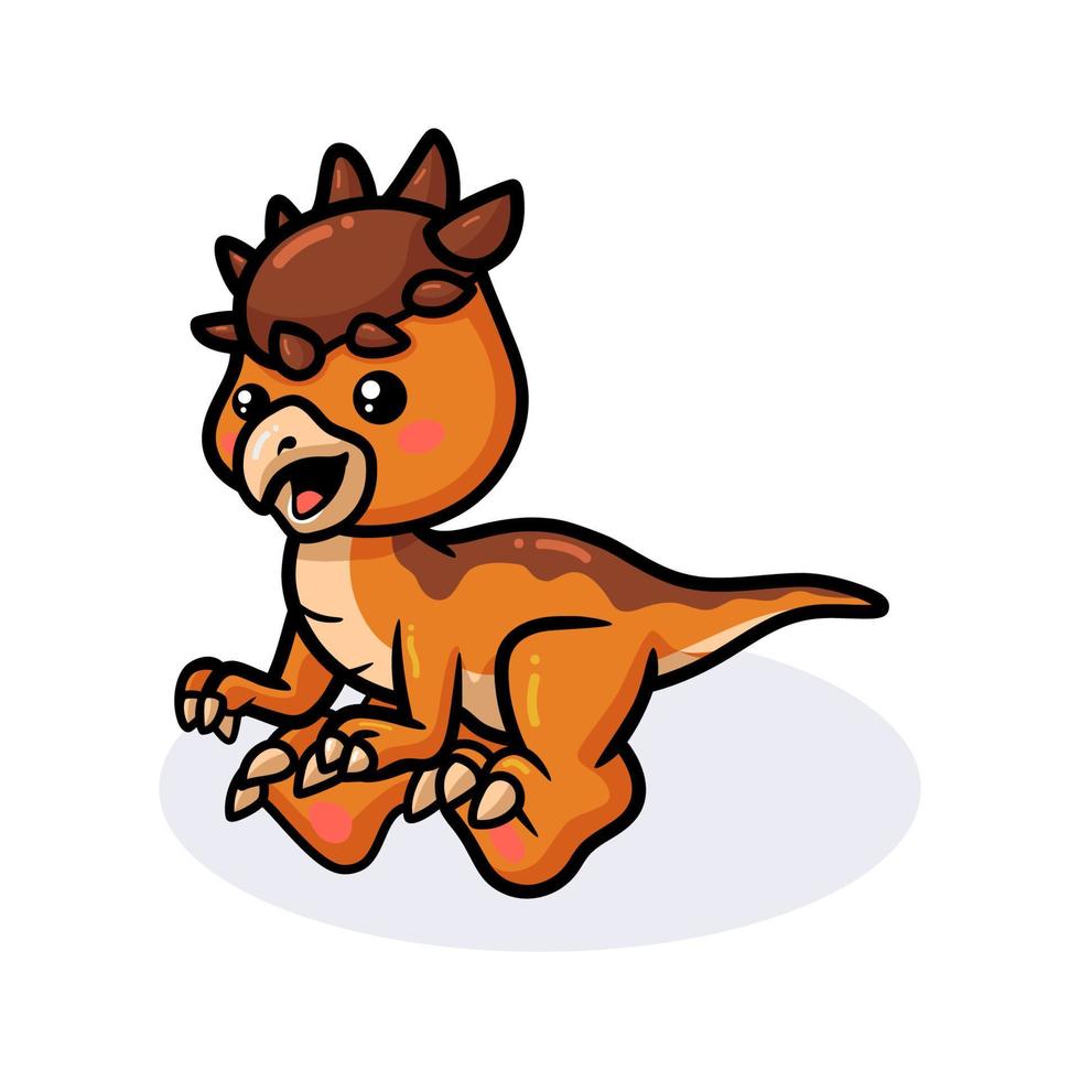 dessin animé mignon petit dinosaure pachycephalosaurus vecteur