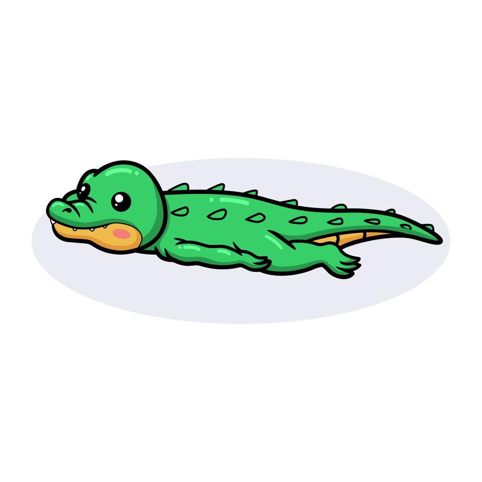 mignon petit dessin animé de crocodile vert vecteur