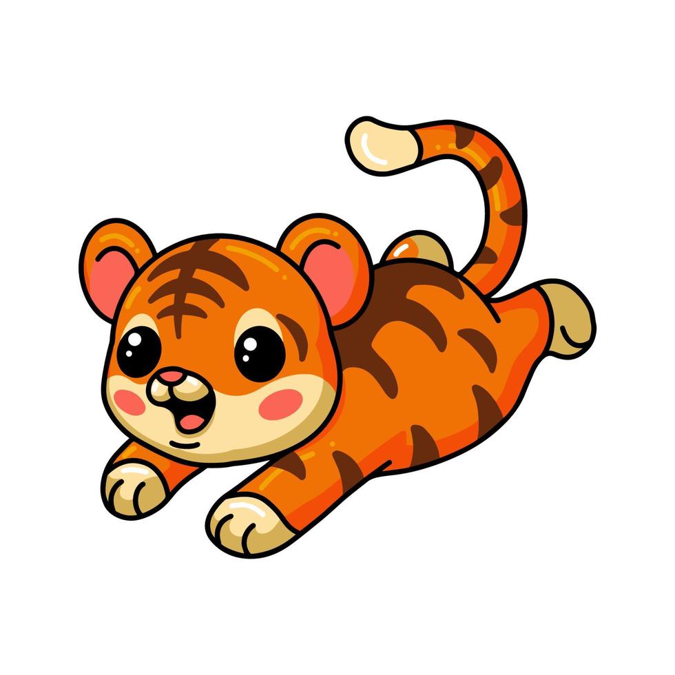 mignon, bébé, tigre, dessin animé, sauter vecteur