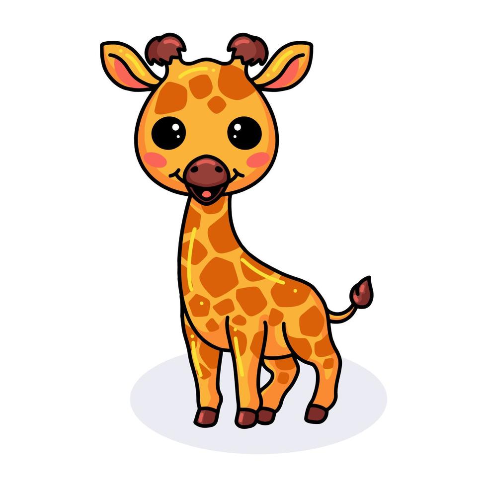 dessin animé mignon petite girafe heureuse vecteur