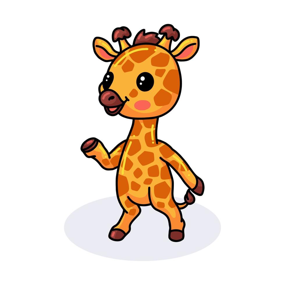 mignon petit dessin animé girafe debout vecteur