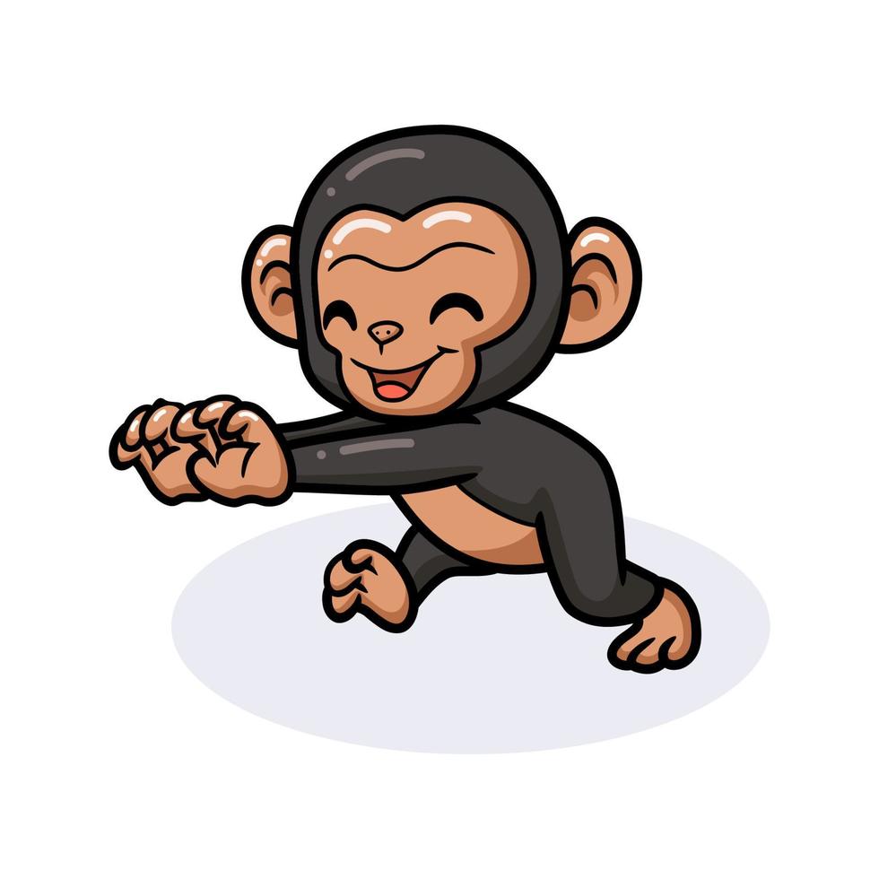 dessin animé mignon bébé chimpanzé posant vecteur