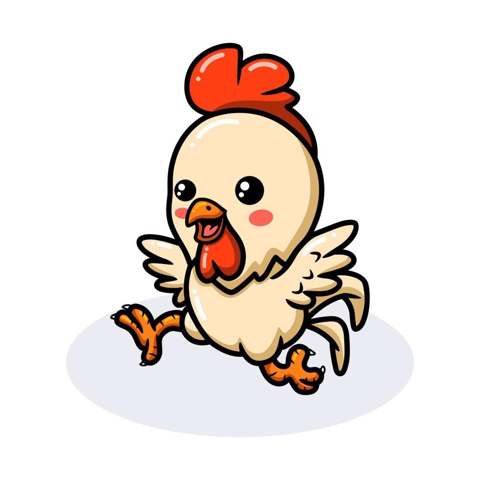 dessin animé mignon petit coq heureux vecteur