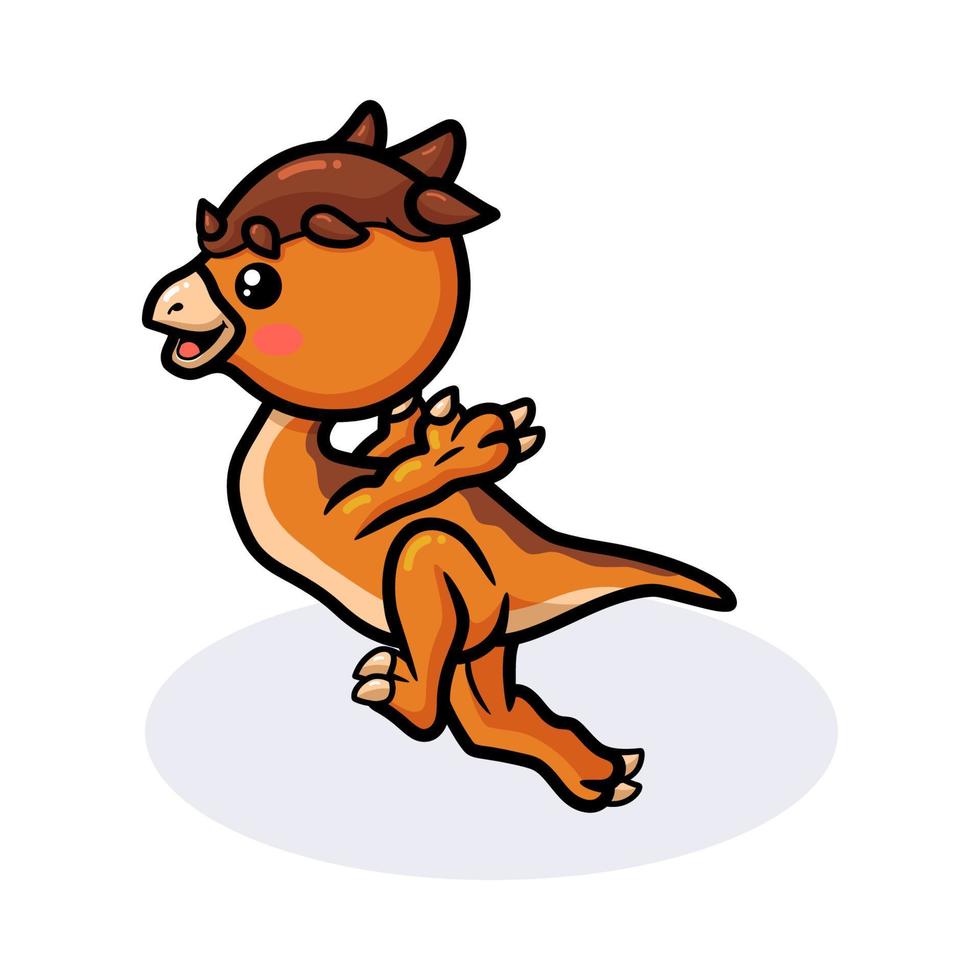 dessin animé mignon petit dinosaure pachycephalosaurus vecteur