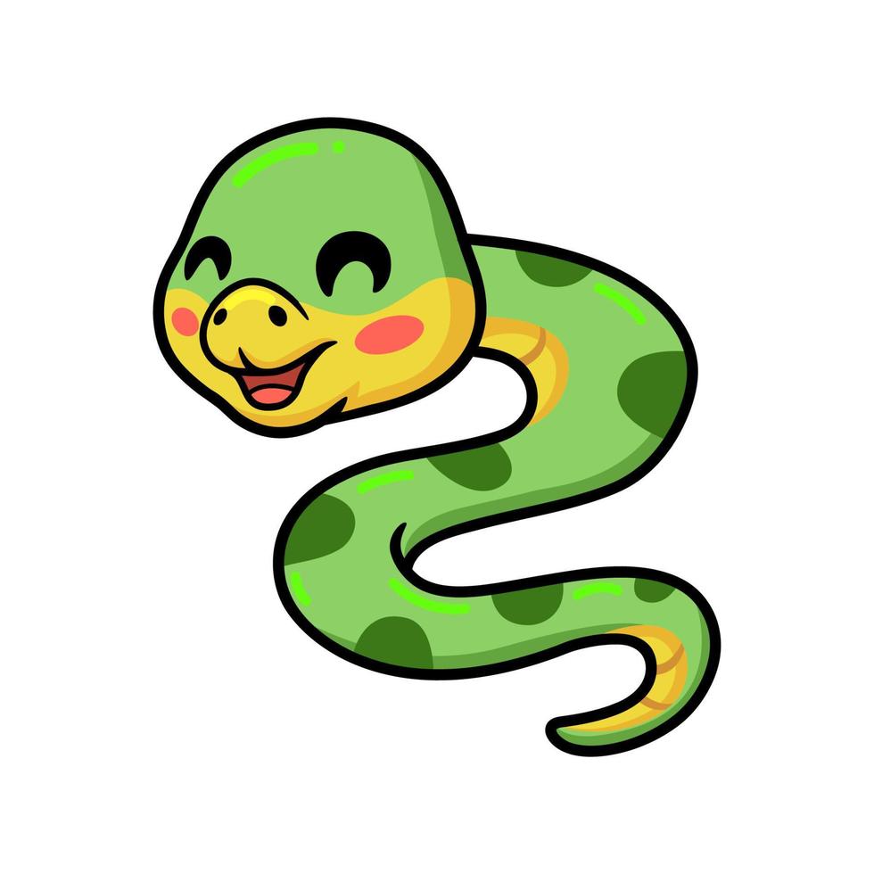 dessin animé mignon petit serpent vert vecteur