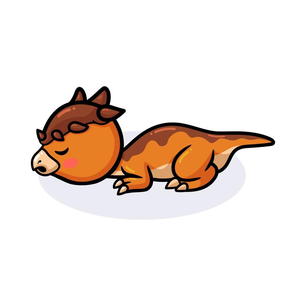 mignon petit dessin animé de dinosaure pachycephalosaurus endormi vecteur