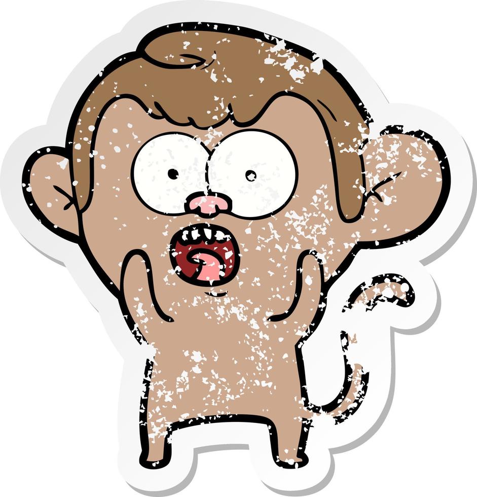 autocollant en détresse d'un singe choqué de dessin animé vecteur