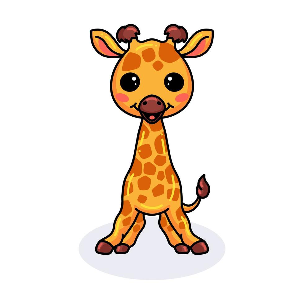 mignon petit dessin animé girafe debout vecteur