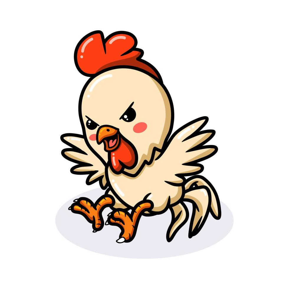 dessin animé mignon petit coq en colère vecteur