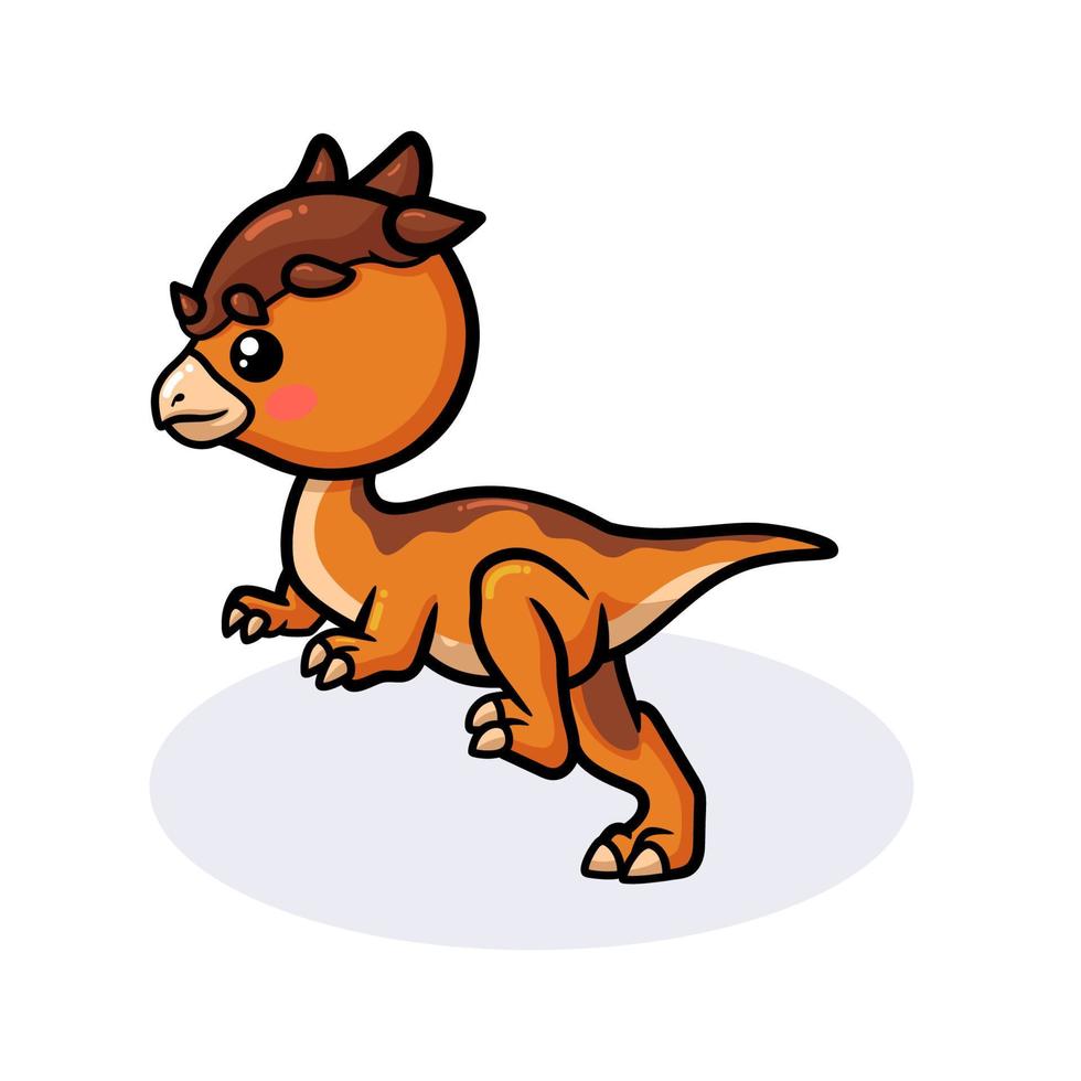 mignon petit dessin animé de dinosaure pachycephalosaurus marchant vecteur
