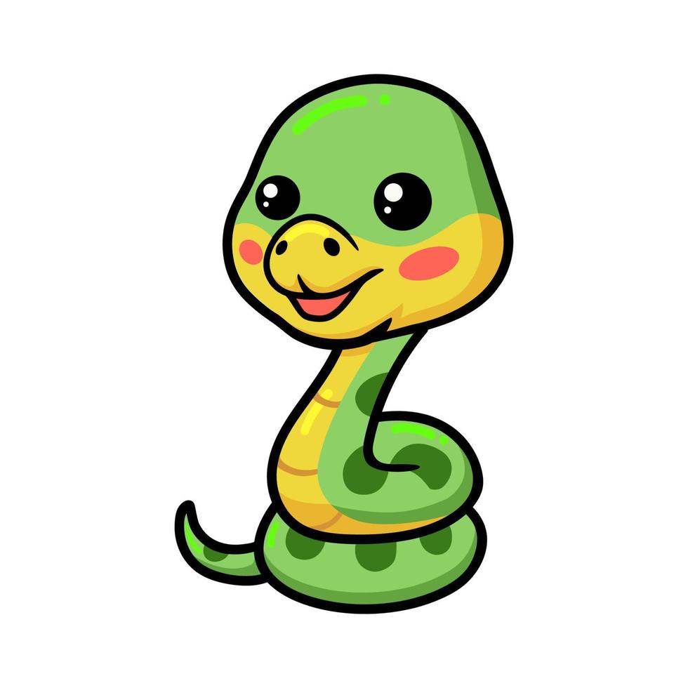 dessin animé mignon petit serpent vert vecteur