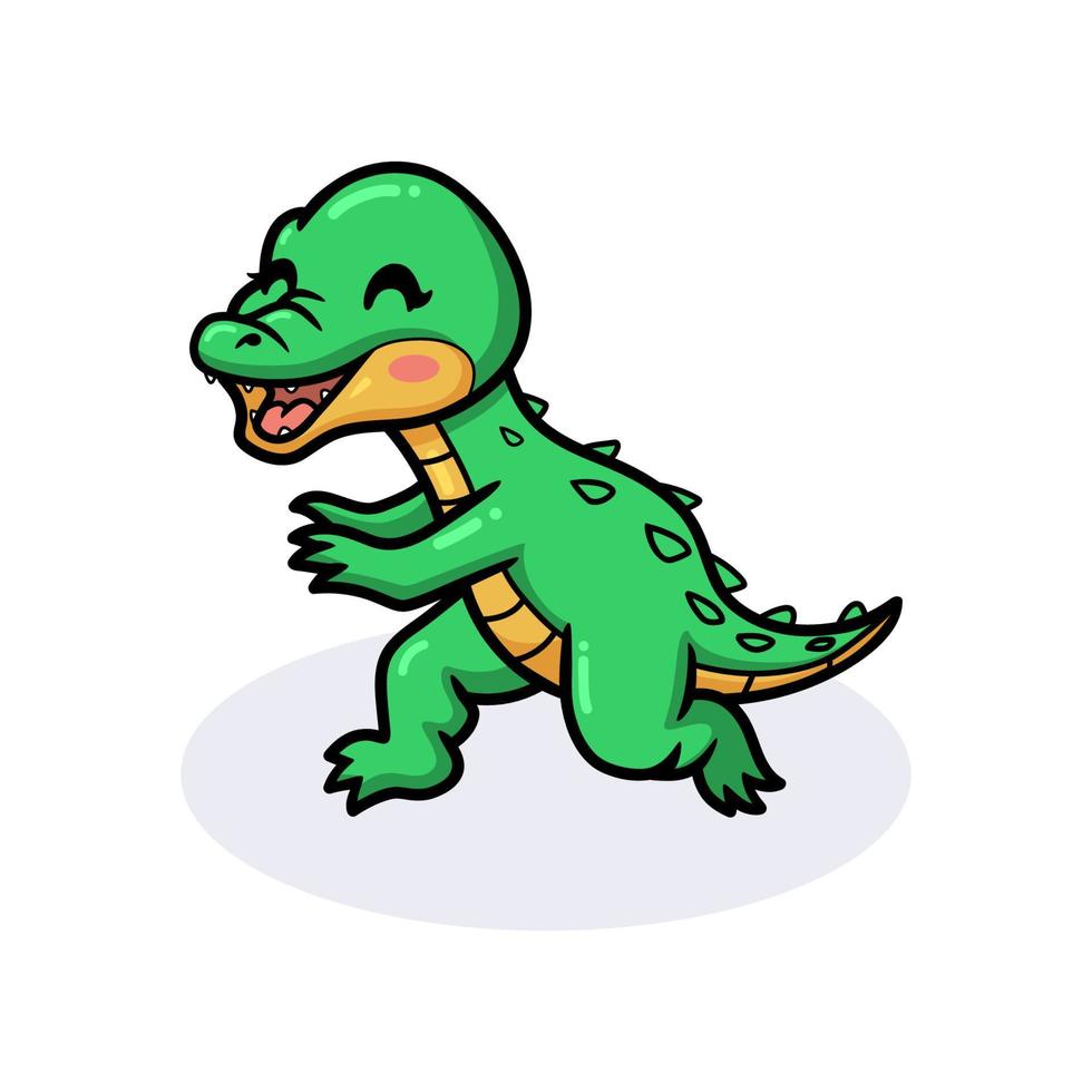 mignon petit dessin animé de crocodile debout vecteur