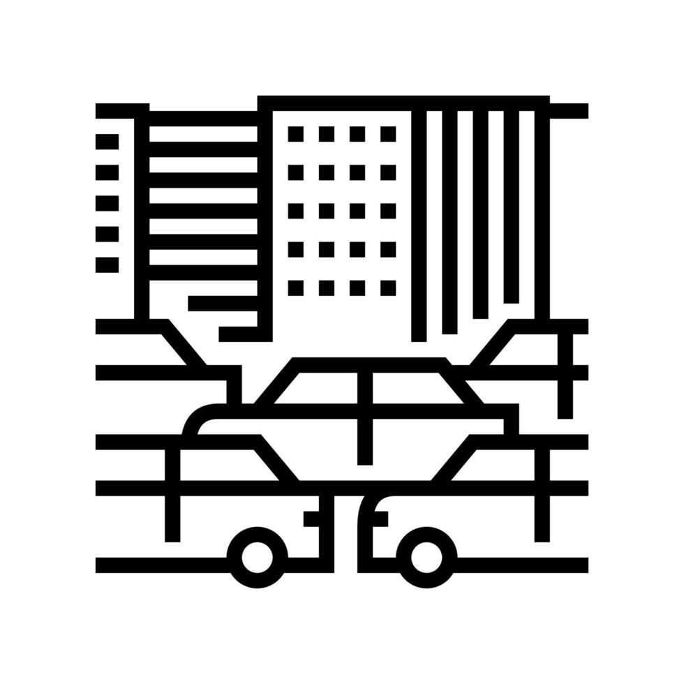 ville, embouteillage, ligne, icône, vecteur, illustration vecteur