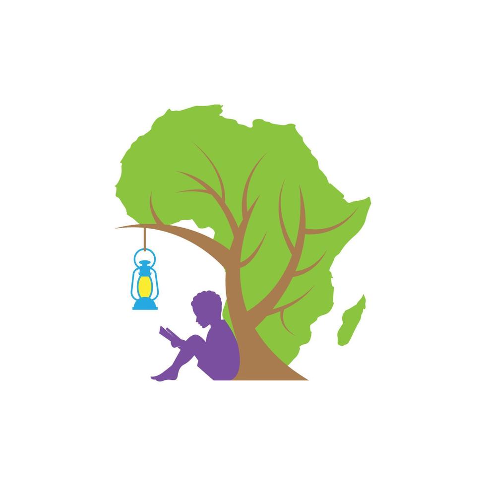 concept de logo d'éducation à la lecture en afrique vecteur