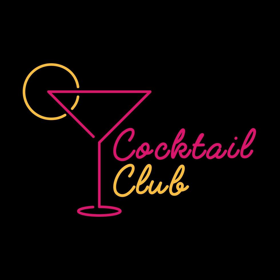 modèle vectoriel de logo de cocktail avec style néon.ai