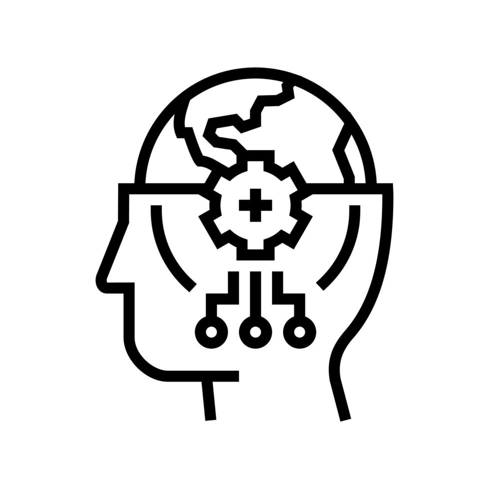 illustration vectorielle de l'icône de la ligne de connaissances mondiales vecteur