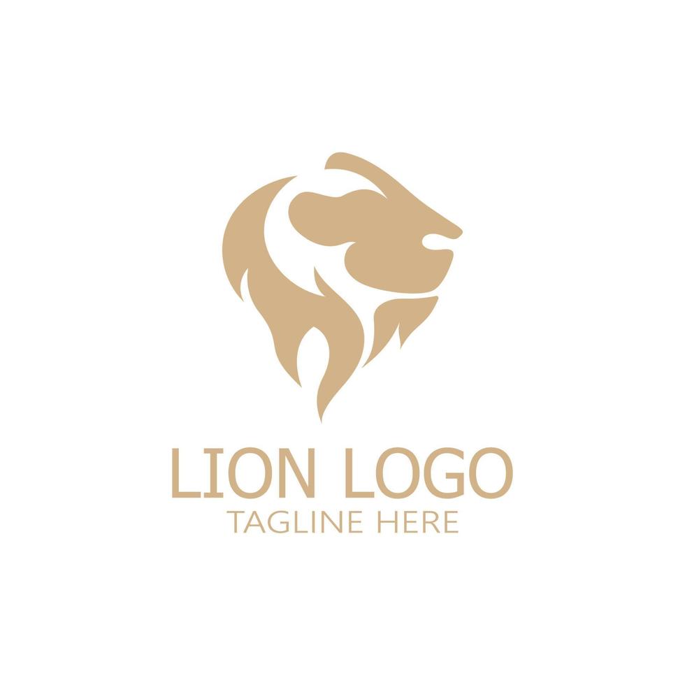 roi lion logo vector illustration design.gold lion roi tête signe concept isolé fond noir