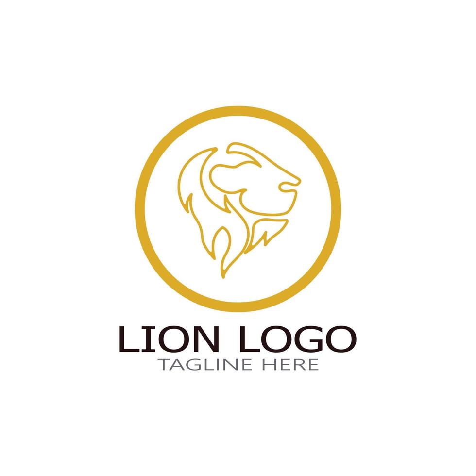 roi lion logo vector illustration design.gold lion roi tête signe concept isolé fond noir